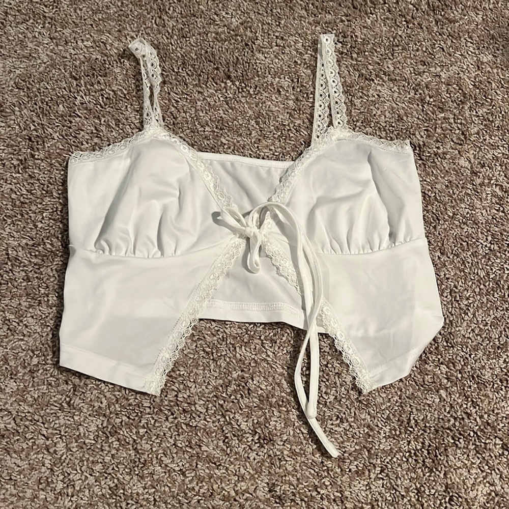 White lace/silky top